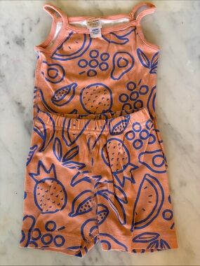 Hanna Andersson Pink Peach Fruit Print Tank & Shorts Pajama Set